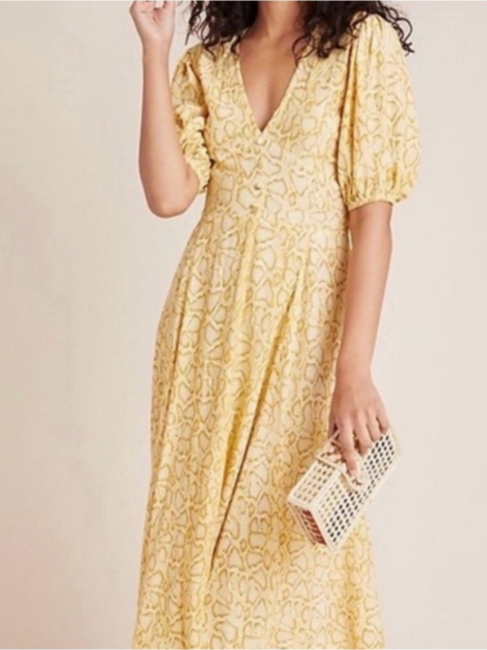 Faithfull The Brand Delia Petra Python Snake Midi Dress European Summer Size L